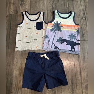 2 Tanks and Navy Blue Toddler Shorts Carters and OshKosh 2t